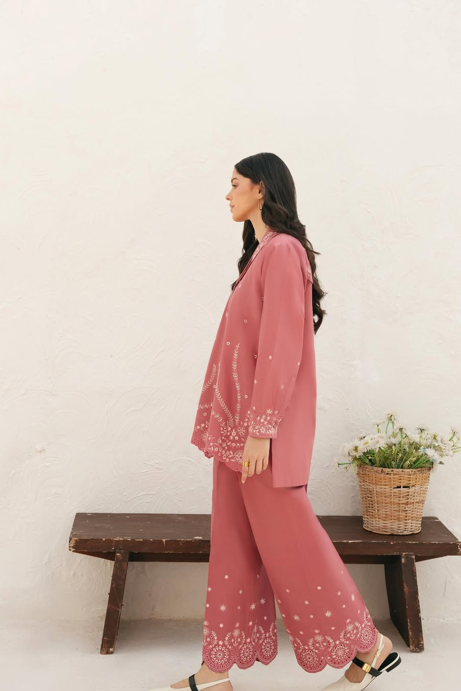 ROSEWOOD T-Pink 2Pc - Embroidered Dhanak bana Dora Unstitched