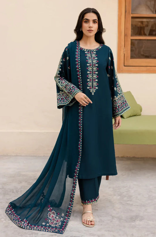 Sapphire - 3PC Dhanak Embroidered Suit - MM#1004
