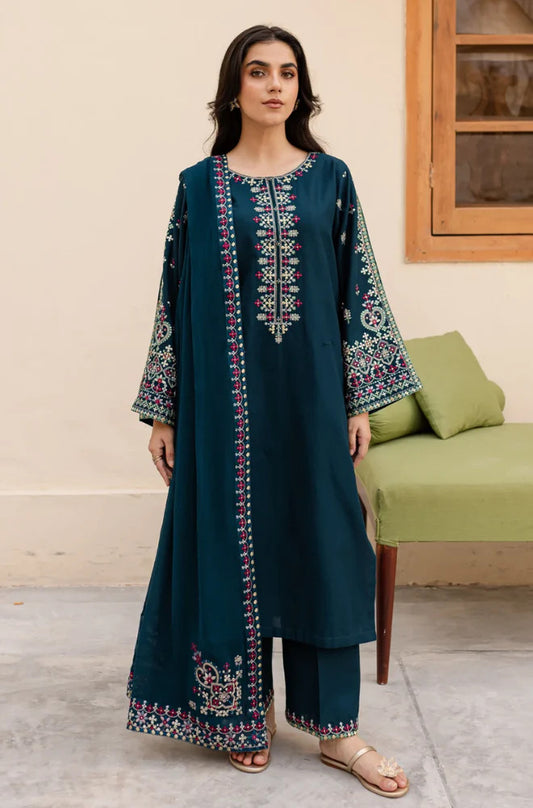 Sapphire - 3PC Dhanak Embroidered Suit - MM#1004