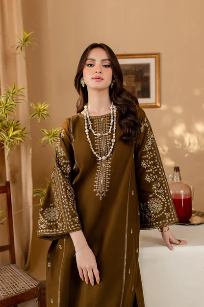 Nexus Brown 2Pc - Embroidered Dhanak bana Dora Unstitched