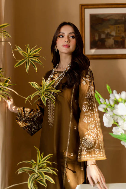 Nexus Brown 2Pc - Embroidered Dhanak bana Dora Unstitched