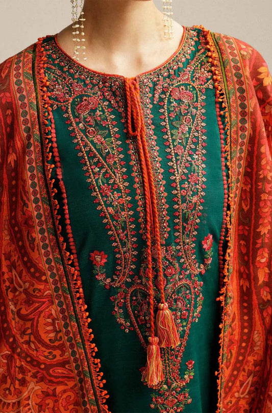 Sapphire - 3PC Dhanak Embroidered Suit - MM#1005