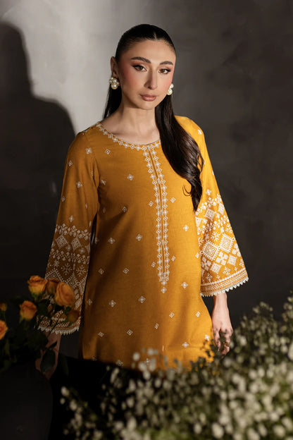Mustard Jasper 2Pc - Embroidered Dhanak bana Dora Unstitched